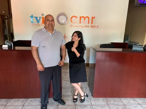 Swati with a guest at the TVI and CMR reception